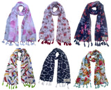 Fusfus WomenS Printed Chiffon Scarves And Stoles, Free Size(Multicolour, Fs1936) Pack Of 6 (Multicolor4)