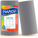 Napjoy Microfiber Cleaning Cloth Roll, 75PK Easy Tear Away Reusable Paper Towels, 12inch x 12inch, LintFree and ScratchFree with Pat