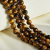 60pcs 6mm Natural Yellow Tiger Eye Beads Gemstone Beads Round Loose Beads for Jewelry Making