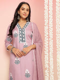 Anni Designer Women'S Rayon Viscose Printed Straight Kurta With Pant & Dupatta (Belagavi Purple-Vks04_M_Purple_Medium),Purple,M,,,