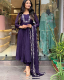 Anni Designer Women'S Rayon Blend A-Line Printed Kurta With Pant & Dupatta (Vanisri Begani_Xxl_Begani_Xx-Large),Begani,2XL,,,