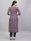 Gosriki Women'S Cotton Blend Straight Printed Kurta With Pant (Kismis Blue-Gs_Xxl_Blue_Xx-Large),Blue,2,B0CSG683DP