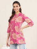 Libas Women'S Cotton Floral Regular Kurti (29535 Pink Pink Xl