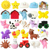UUSYCUN 24PCS Farm Mochi Squishy Toys for Party Favors, Animal Mochis Squishies for Kids, Party Animals Squishy Fidget Toy for S