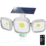 CINOTON Solar Motion Sensor Outdoor Lights, 3 Modes LED Security Flood Light with Remote Control, IP65 Waterproof Solar Powered