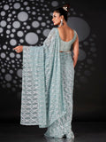 Womanista Womens Woven Georgette Ready To Wear Saree (Ti_3325_Blue)