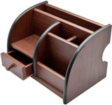 Fariox Wooden Desk Organizer Pen/Pencil Stand with Drawer, Mobile Holder & Remote Stand for Office Desk/Desktop/Table Storage Or