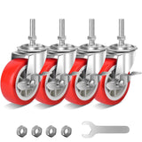 NISUSK 3 Inch Heavy Duty Stem Casters Swivel Wheels with Brake - 3/8 -16 x 1-1/2 (Stem Diameter 3/8, Stem Length 1-1/2),Set of 4