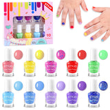 ETYJO Kids Nail Polish - Water-Based Nail Polish 10 Colors Toddler Nail Polish Kit, Non-Toxic, Quick Dry, Peel Off, DIY Nail Pol