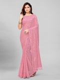 Pratham Blue Womens Sequins Georgette Fancy Saree With Blouse Piece (Pb-244_Peach Pink)