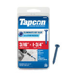 Tapcon 3/16 x 1-3/4 Inch Blue Climaseal Star Head Concrete Anchors, 25 PCS, Corrosion Resistant Coating, Heavy-Duty Concrete and