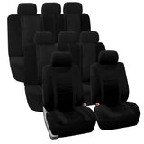 FH Group Car Seat Covers Sports Fabric Three Row Set Black Automotive Seat Covers, Airbag and Split Rear Car Seat Cover Universa