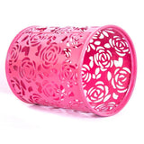 Abaj Flower Design Round Pencil Holder Desk Pen Containers Organizer Makeup Brush Holder Metal Pen Pot (Pink)