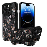 Ufbara Compatible with iPhone 14 Pro Case for Women Men, Cute Flower Floral Pattern, Built in Adjustable Metal Wrist Strap Grip