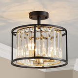 AGV LIGHTING CL005BB K9 Crystal Semi Flush Mount Ceiling Light Fixture, Modern Design, E12 Base 3-Lights, D13 x H15, Shinny Gold