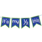 Funcart Its My Half Birthday BannerBlue & Green for Half Birthday Decoration/Half Birthday Decoration/6 Month/Half Way to One