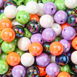 ANCADN 16mm Acrylic Beads 100pcs Helloween Style Chunk Bubblegum Bead Purple&Orange&Black Beads for Pens for Necklace Jewelry Br