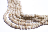 The Bead Chest Vintage White 4mm Glass Heishi Beads - 23 Strand of Indonesian Java Spacer Beads for Crafts & Jewelry Making