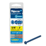 Tapcon+ 5/16 x 3 Inch Heavy-Duty Hex Head Concrete Anchors, 4 PCS, Corrosion Resistant Blue Climaseal Coating, Outdoor Rated Use