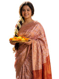 Ratnavati WomenS Kanjivaram Soft Silk Banarasi Silk Pink Woven Design Saree With Unstitched Blouse Piece