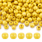 Elecrelive 300Pcs Yellow Painted Natural Wood Beads 10mm Colored Wooden Spacer Loose Beads for Bracelet Necklace Craft Home Part