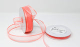 AmoreCreations 3/8 Inch x 25yds Organza Ribbon with Satin Trim for Wedding Baby Shower Gifts DIY Bows Craft Dancer Wands and Mor