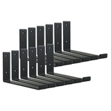 HEART ART Black Shelf Bracket 8 inch, Shelf Bracket 12 Pack,J Metal Heavy Duty Shelf Support Brackets,7.5L 4H 1.5W