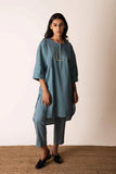 Gosriki Women'S Rayon Blend Straight Solid Kurta With Pant (Nanital Blue-Gs_Xl_Blue_X-Large),Blue,,B0DNK8TV3J