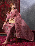 Anni Designer Women'S Rayon Blend Printed Straight Kurta With Pant & Dupatta (Vice Peach-Vks02_Xl_Peach_X-Large),Peach,XL,,,