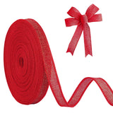 JaoZuyard Red Burlap Ribbon 1/2 inch X 20 Yard Natural Linen Woven Ribbon DIY Handmade Wired Edging Production Wreath Holiday De