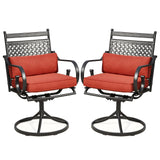 EROMMY Patio Swivel Chair Set of 2, Heavy Duty Outdoor Dining Chairs with Thickened Cushions, Metal Patio Chairs Gentle Rocker f