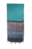 Ethnics Of Kutch Women Ajrakh Modal Silk Part Natural Dye Half Plain Dyeing Hand Block Print Stole With Tassels 2.1 Mtr Length