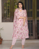 Gosriki Women'S Rayon Blend Straight Printed Kurta With Pant & Dupatta (Midon Pink-Gs_M_Pink_Medium),Pink,,B0DFCGJBKN