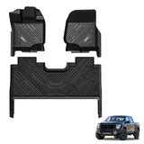 3W Floor Mats Fit for 2015-2024 2025 Ford F150 / F-150 Lightning SuperCrew Cab, TPE All Weather Heavy Duty Floor Liner Custom Fi