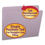 Smead 12410 File Folders Straight Cut Reinforced Top Tab Letter Lavender 100/Box