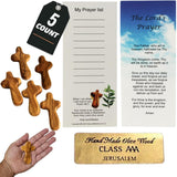 Holy Land Market 5 Olive Wood Crosses From the Holy Land - 2.5 Inch Pocket Palm Crucifix | Handmade Jerusalem, Bethlehem Israel