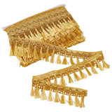 PH PandaHall 21.8 Yards Golden Fringe Trim, 2 inch Metallic Gold Trim Filigree Lace Ribbon with Tassel Sewing Edging Braided Fab