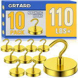 Grtard 110LBS Magnetic Hooks, 10 Pack Strong Magnetic Hooks for Cruise Cabins, Magnet Hooks Heavy Duty for Fridge, Magnets with