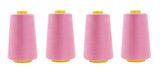 Mandala Crafts 4 Pack of Serger Threads Cones Spools - 20S/2 24000 Yards Polyester Pink Threads for Sergers Machine and Overlock