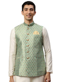 Manyavar Men's Nehru Jacket (JAC180_Light Green_XL)