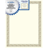 Geographics Parchment Certificates, 81/2 x 11, Serpentine Gold Foil, Pack of 12