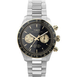Timex Mens Waterbury Heritage 39mm Watch - Stainless Steel Bracelet Black Dial Stainless Steel Case