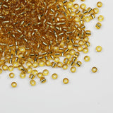 Tibaoffy Transparent Gold with Silver Lined Beads Size 6/0 Crafts Glass Seed Beads 4mm for Jewelry Making (Total About 100g Abou
