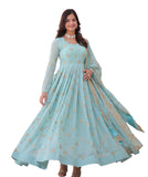 Wedani Georgette Sequins Embroidery Work Anarkali Kurta Set For Women (In Alpha M Regular Sky Blue),SKY BLUE,M