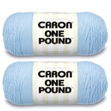 Caron One Pound Sky Blue Yarn - 2 Pack of 454g/16oz - Acrylic - 4 Medium (Worsted) - 812 Yards - Knitting/Crochet