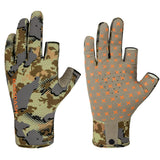 BASSDASH Unisex Fingerless Camo Hunting Gloves for Men's Women's Early Season Warm Weather UPF 50+ Lightweight Fishing Photograp