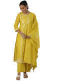 Libas Women'S Chanderi Silk Kurta Set (49453_Mustard_2Xl)