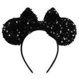 zhezesmila Sparkling Mouse Ears Sequin Bow Ears Headband for Women Hair Band Dazzling Accessories Headwear for Princess Costume