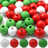 150 Pieces 16mm White Red Green Wood Beads Round Wooden Beads for Christmas Xmas Holiday Decoration (red Green White, 16mm)