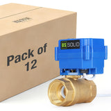 U.S. Solid Motorized Ball Valve- 1 Brass Ball Valve with Standard Port, 9-24V AC/DC and 2 Wire Auto Return Setup (Pack of 12)
